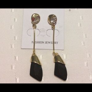 Gold plated black earrings